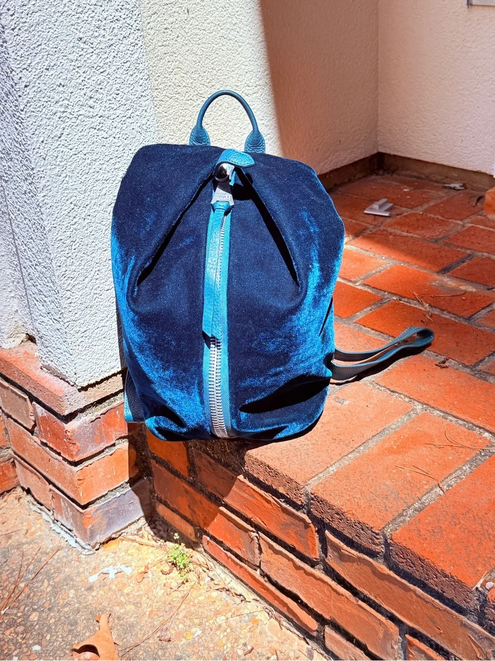 Aimee Kestenberg Velvet Front-Zip Women's Backpack - Deep Teal